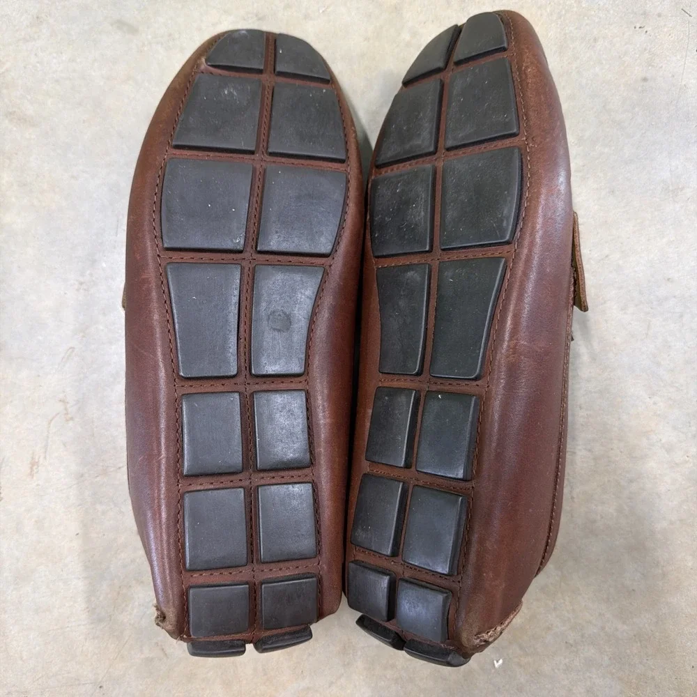 Vince Camuto Brown Leather Slip On‎ Driving Loafers Ellyot Mens Size 10.5 M LN